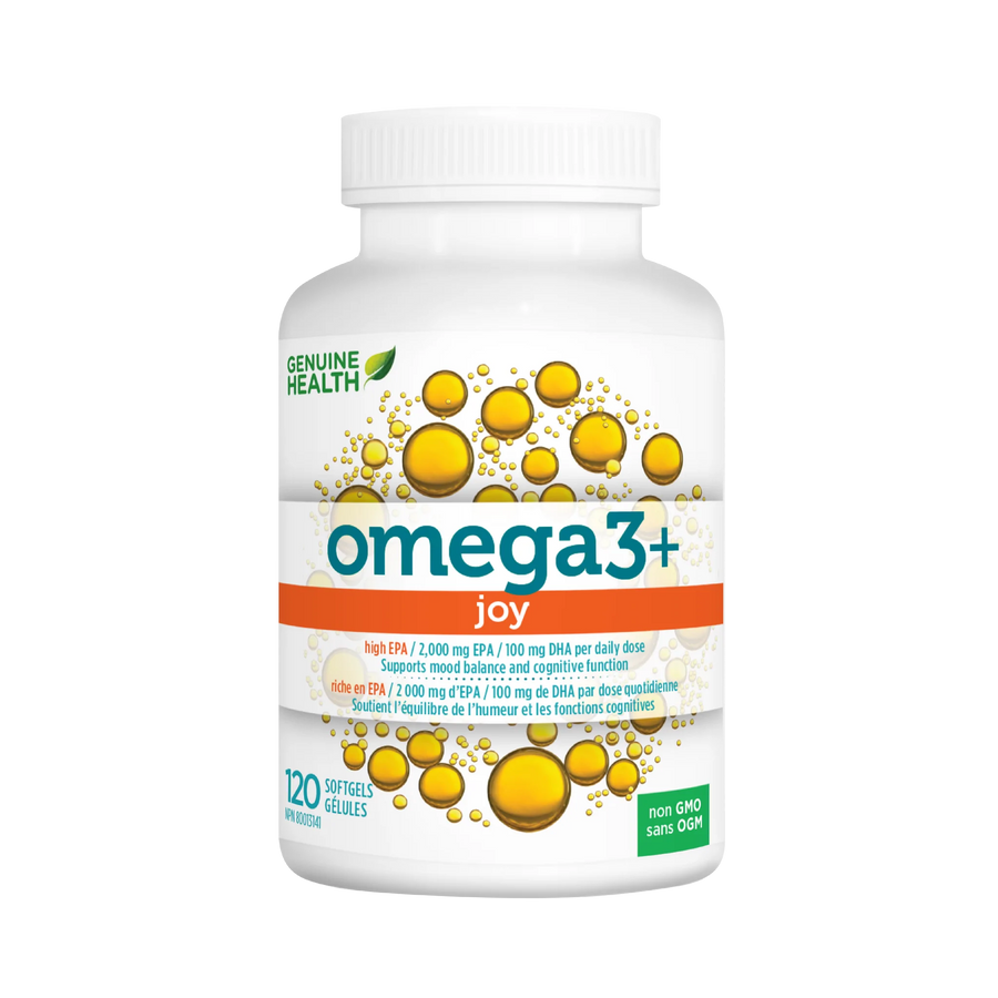 Genuine Health mood enhancing | omega3+ JOY 120 Softgels