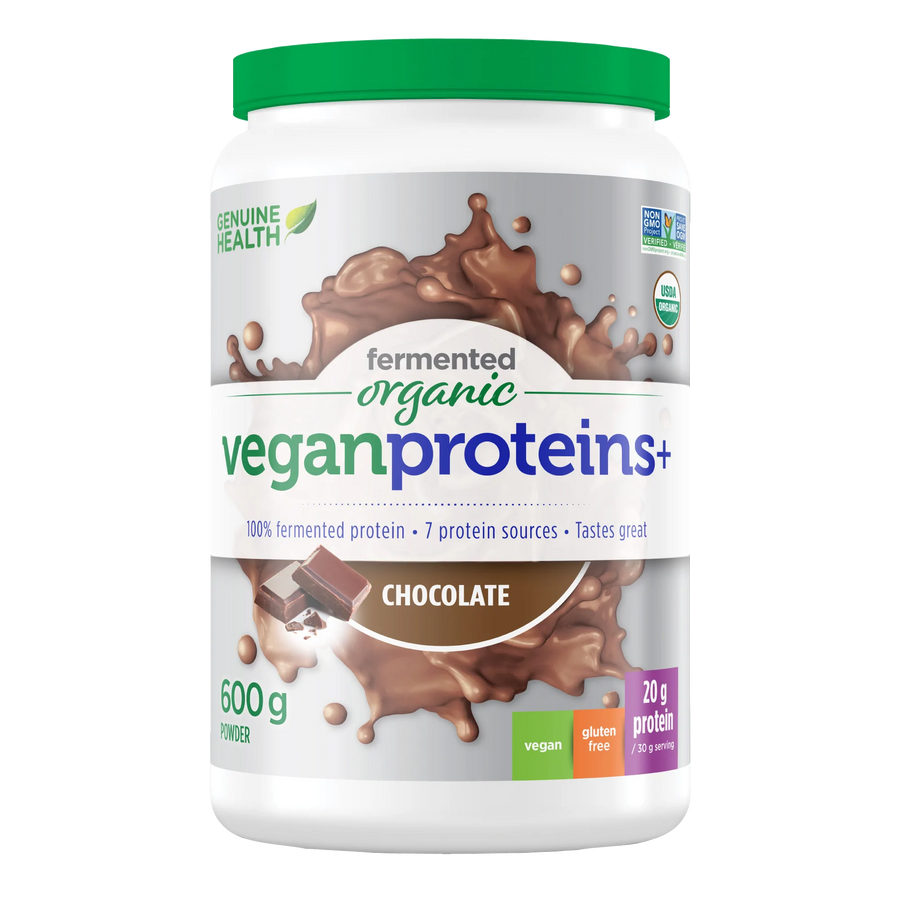 Genuine Health fermented organic vegan protein | chocolate flavour 600g Powder