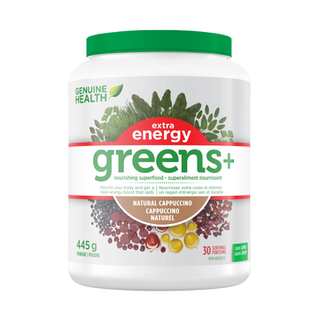 Genuine Health greens+ extra energy | cappuccino flavour 445g Powder