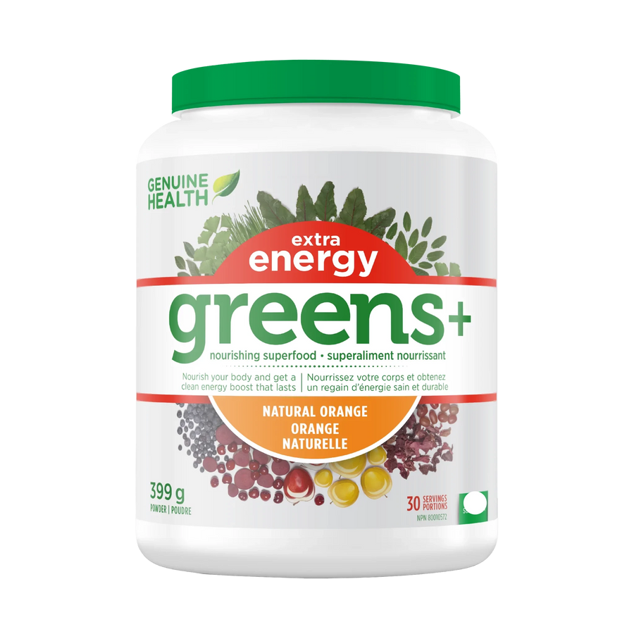 Genuine Health greens+ extra energy | natural orange flavour 399g Powder