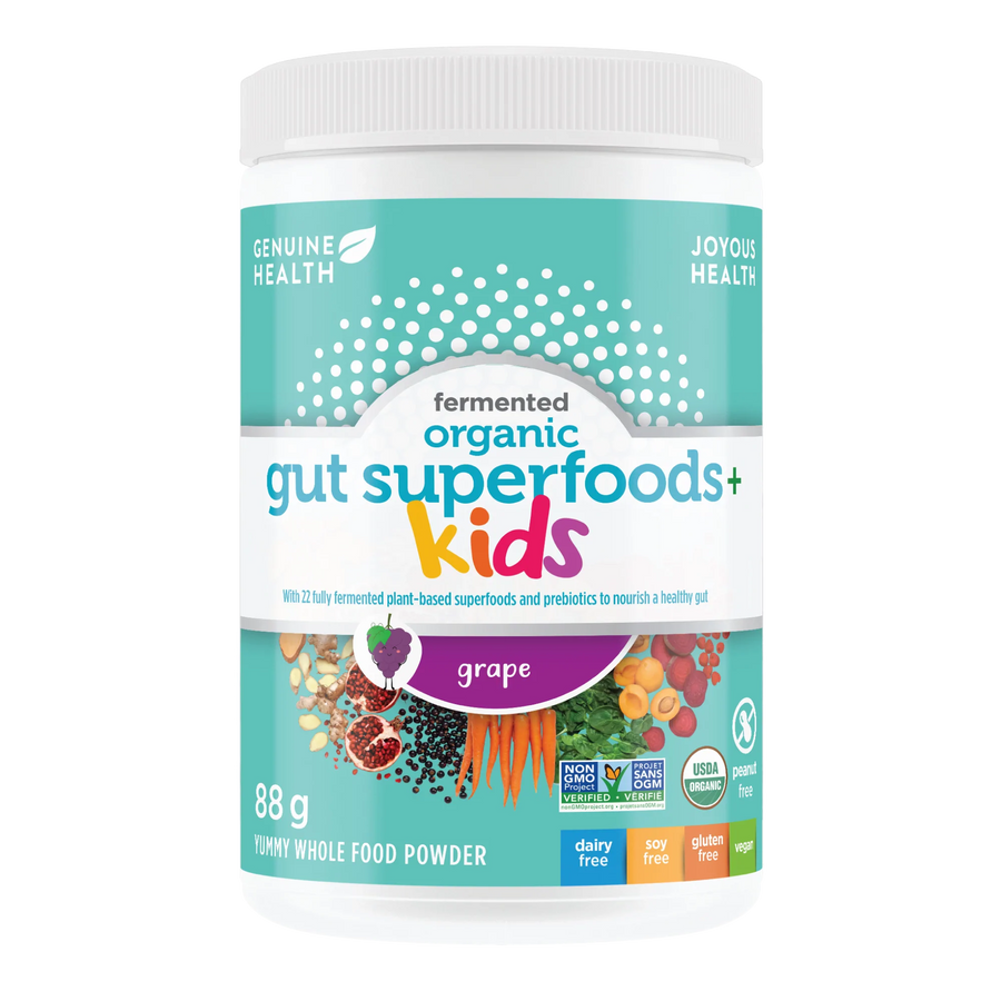 Genuine Health kids | fermented organic gut superfoods+| grape flavour 88g Powder