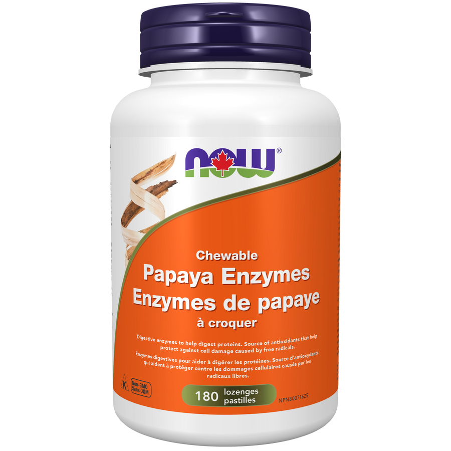 Now Papaya Enzymes 180 Chewable Lozenges