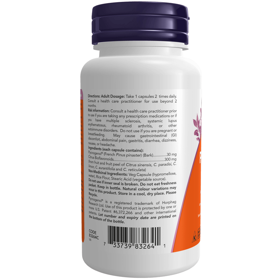 Now Pycnogenol 30 mg with Bioflavonoids 60 Veg Capsules