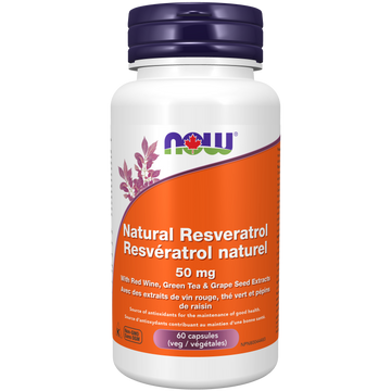 Now Resveratrol, Natural 50 mg 60 Veg Capsules