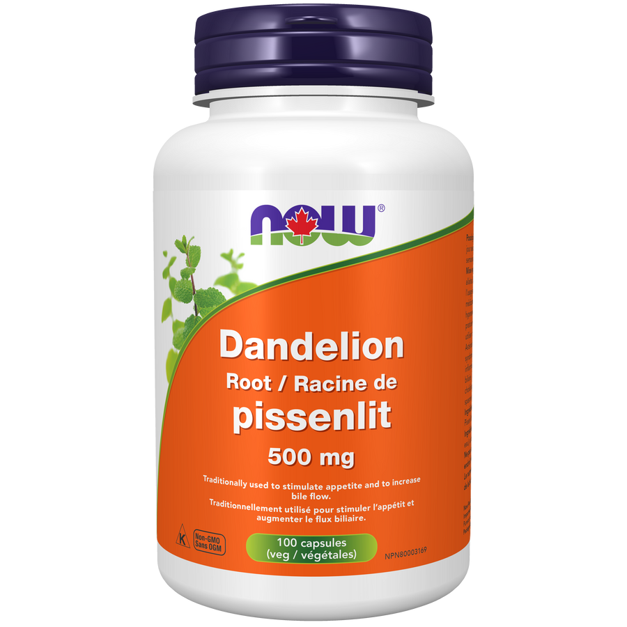 Now Dandelion Root 500 mg 100 Veg Capsules