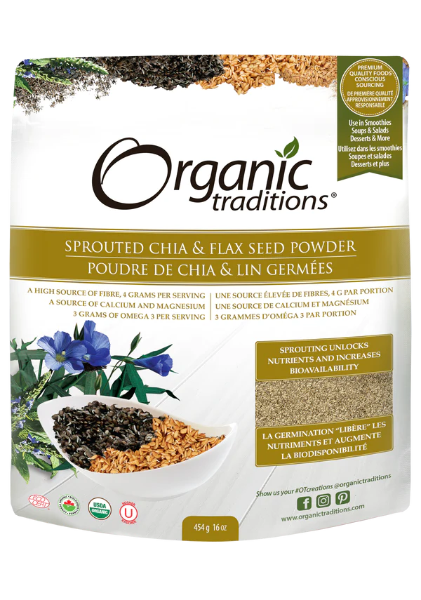 Organic Traditions Sprouted Chia & Flax Seed 454g Powder