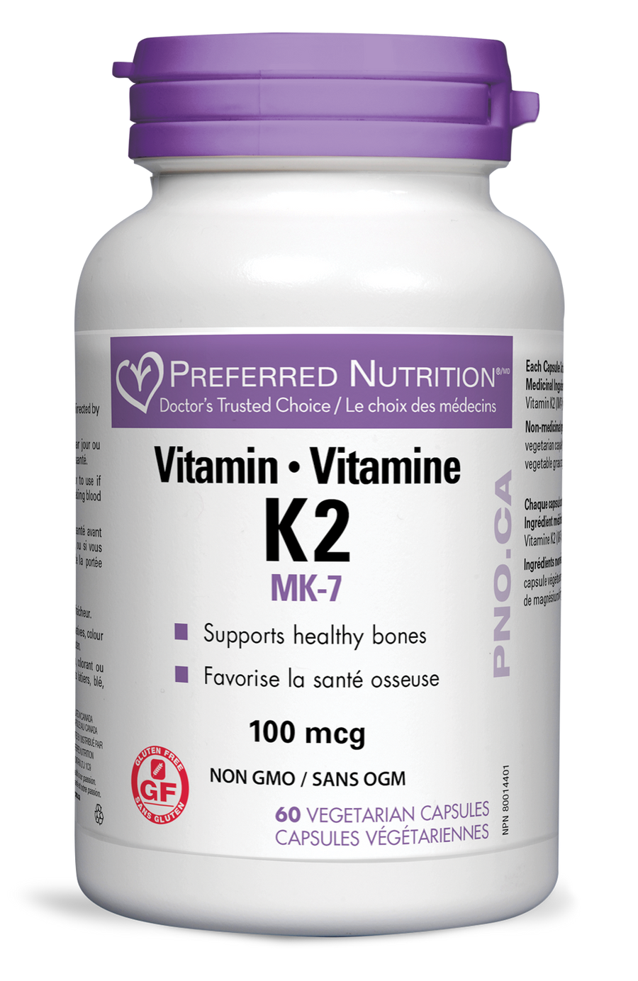Preferred Nutrition Vitamin K2 100 mcg 60 Veg. Capsules