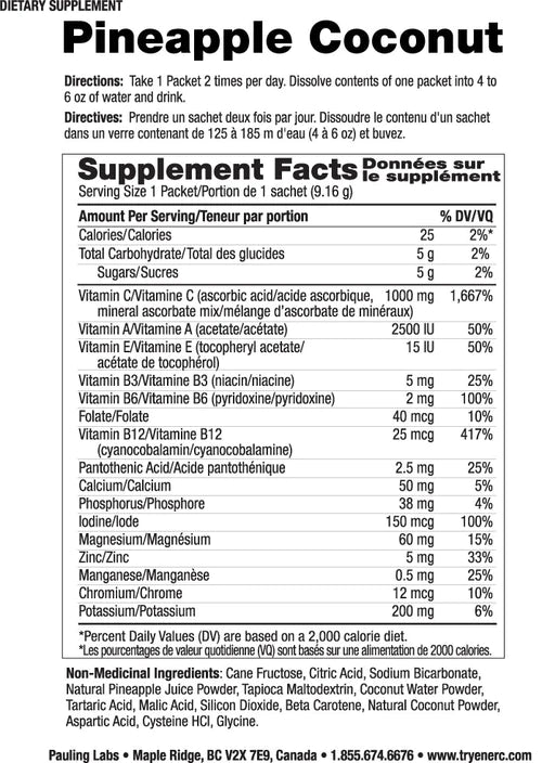 Ener-C Pineapple & Coconut Vitamin C Drink Mix 30 Packets