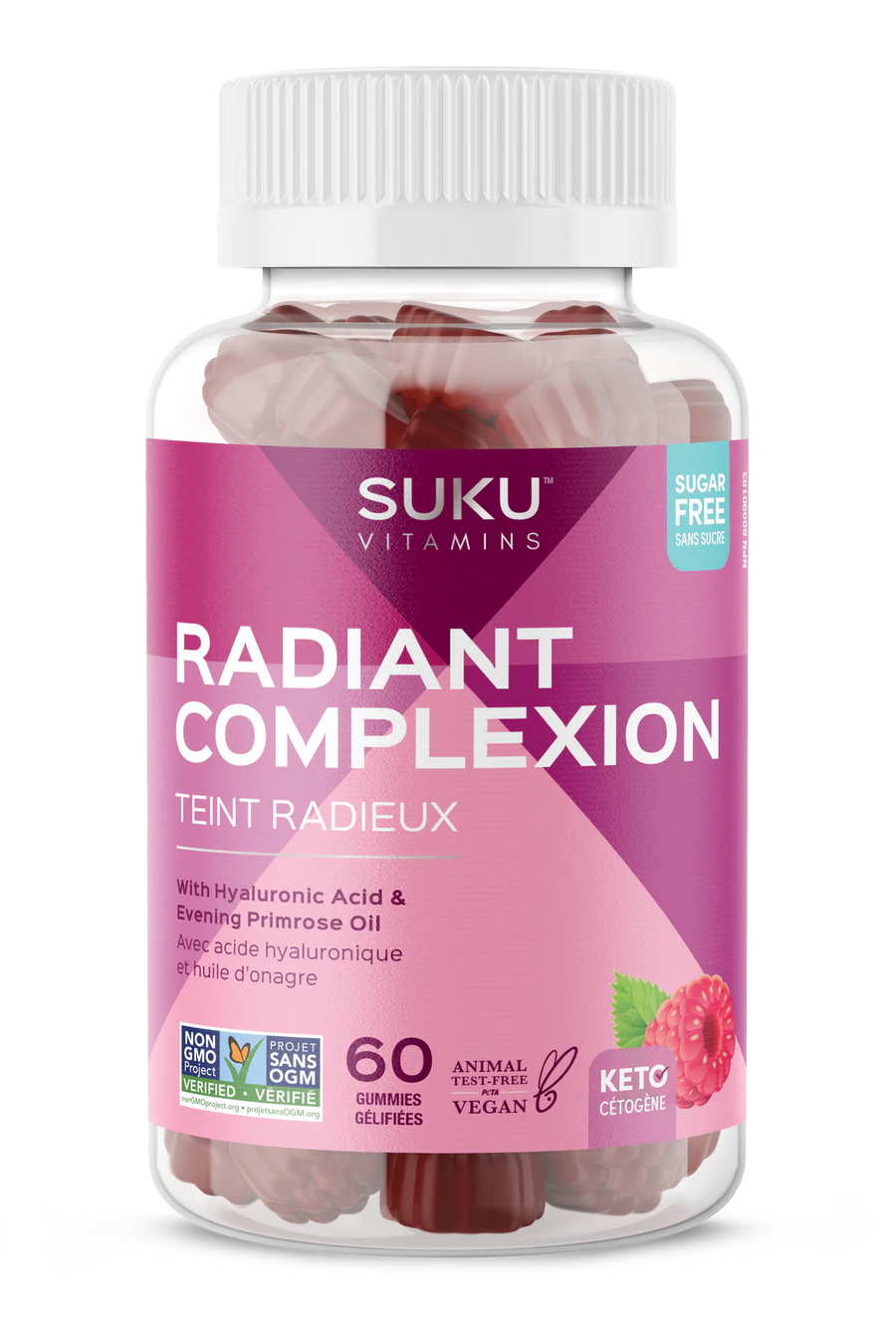 Suku Vitamins Radiant Complexion Rich Raspberry Flavour 60 Gummies