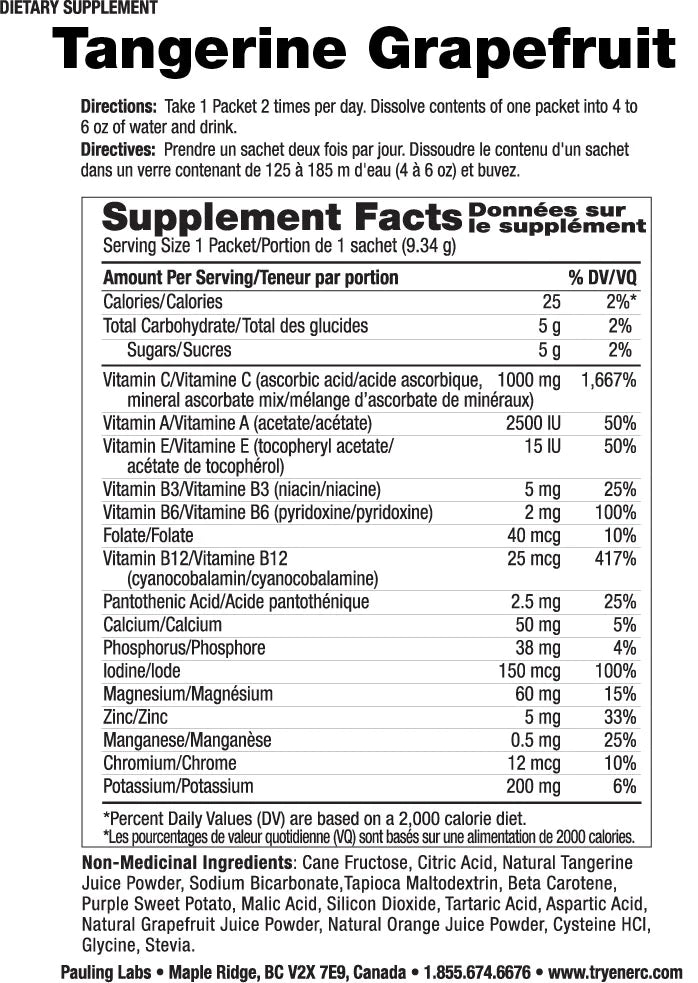 Ener-C Multivitamin Drink Mix 1,000mg of Vitamin C Tangerine Grapefruit 30 Packets
