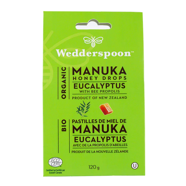 Wedderspoon Organic Manuka Honey Drops 120g Eucalyptus Flavour