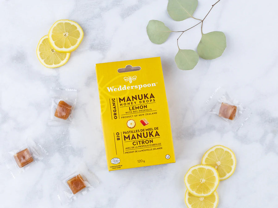 Wedderspoon Organic Manuka Honey Drops 120g Lemon Flavour