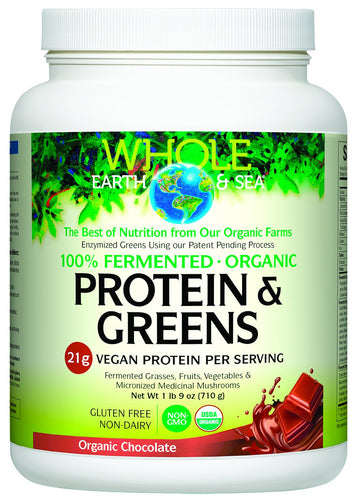 Whole Earth & Sea, Fermented Organic Protein & Greens, Organic Chocolate 710g Powder