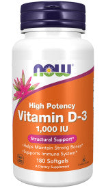 Now Vitamin D3 1,000 IU 180 Softgels