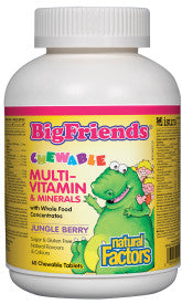 Natural Factors Big Friends Chewable Multivitamin & Minerals with Whole Food Concentrates 60 Chewable Tablets