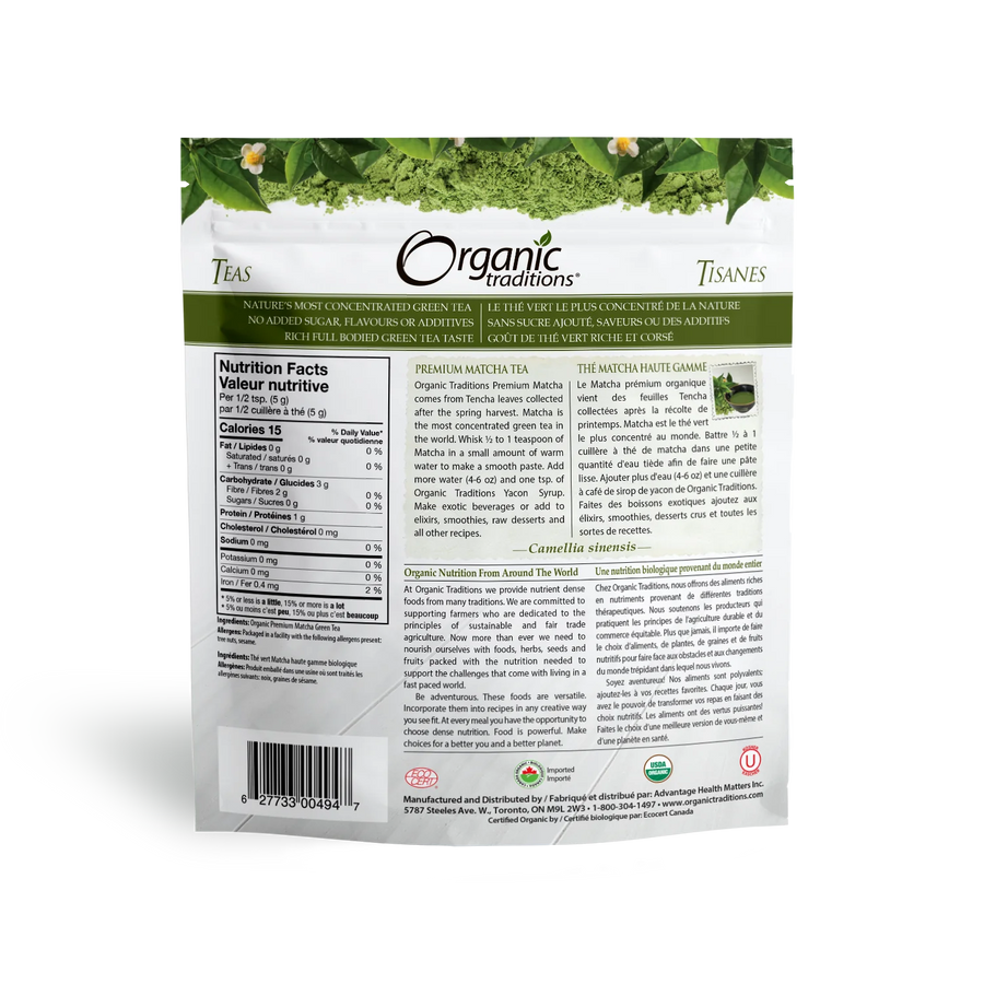 Organic Traditions Premium Matcha Tea 100g Powder