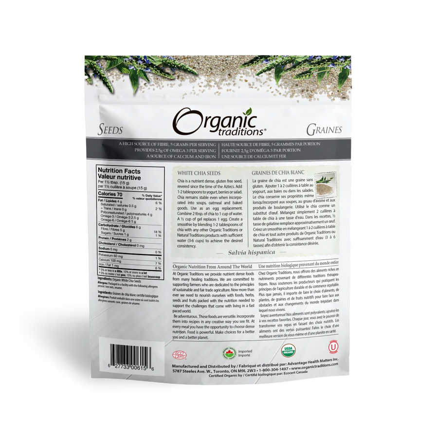 Organic Traditions White Chia Seeds 454g