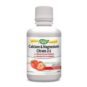 Nature's Way Calcium & Magnesium Citrate 2:1 500ml Liquid Strawberry Flavour