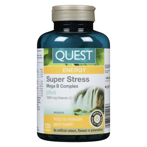 Quest Super Stress Mega B Complex plus Vitamin C 120 Tablets