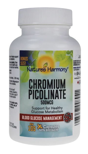 Nature’s Harmony Chromium Picolinate 500mcg 105 Capsules