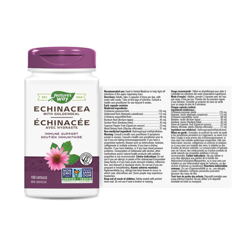 Nature's Way Echinacea with Goldenseal 100 Capsules