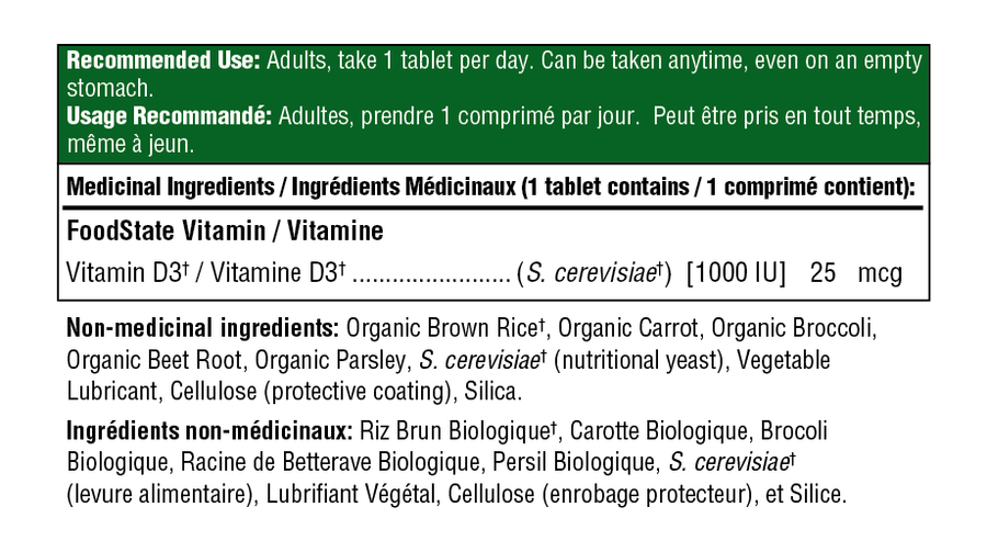 Mega Foods Vitamin D3 1000 IU 72 Tablets